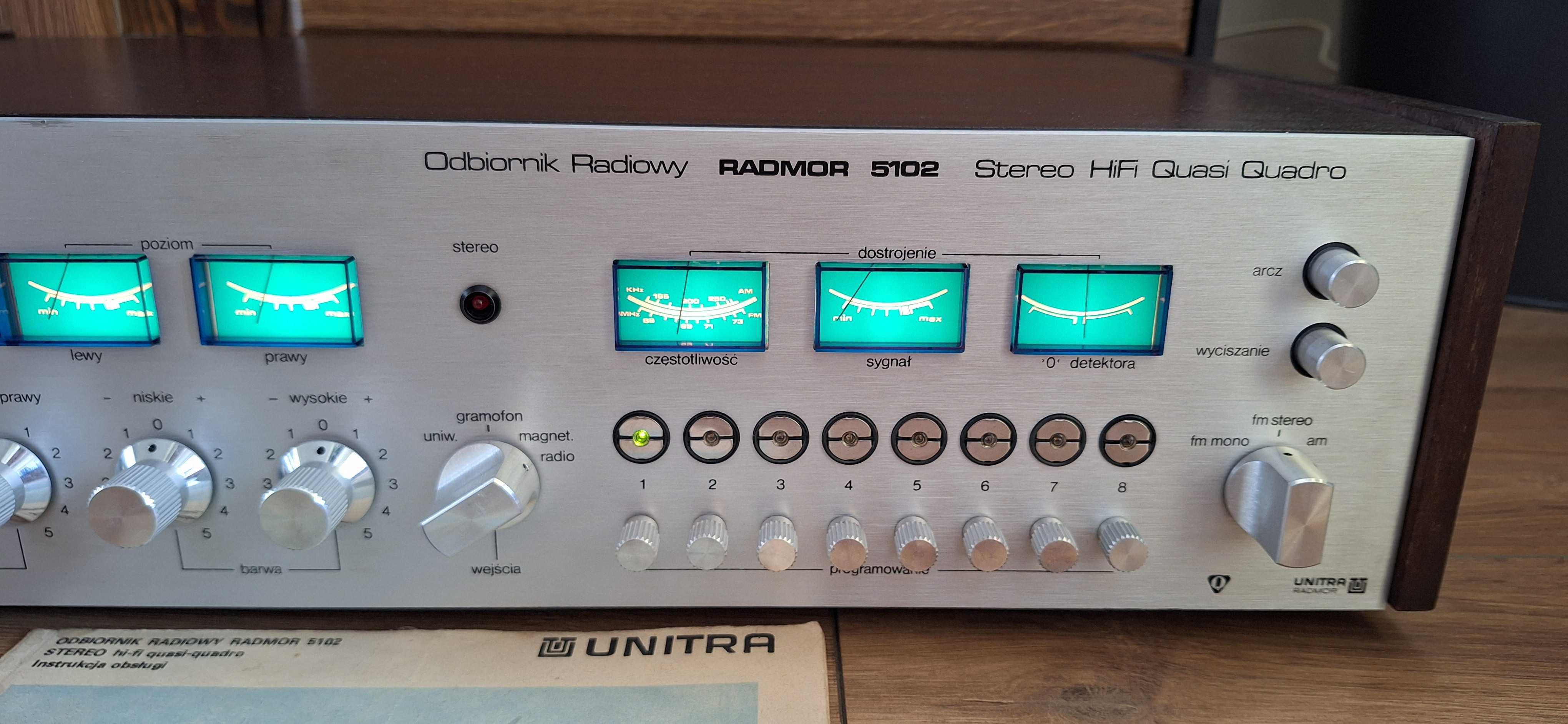 Unitra Amplituner Radmor 5102 Srebrny! 80 Rok + Oryg. Instrukcja Varia