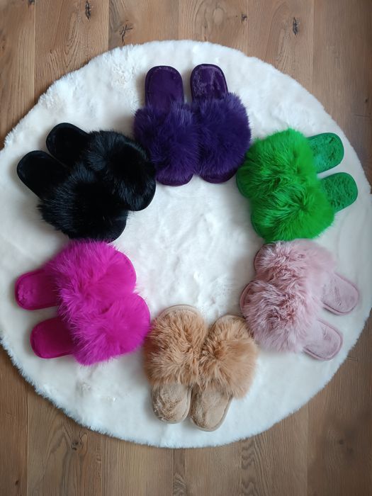 Klapki futrzane na gumowej podeszwie 38/39
