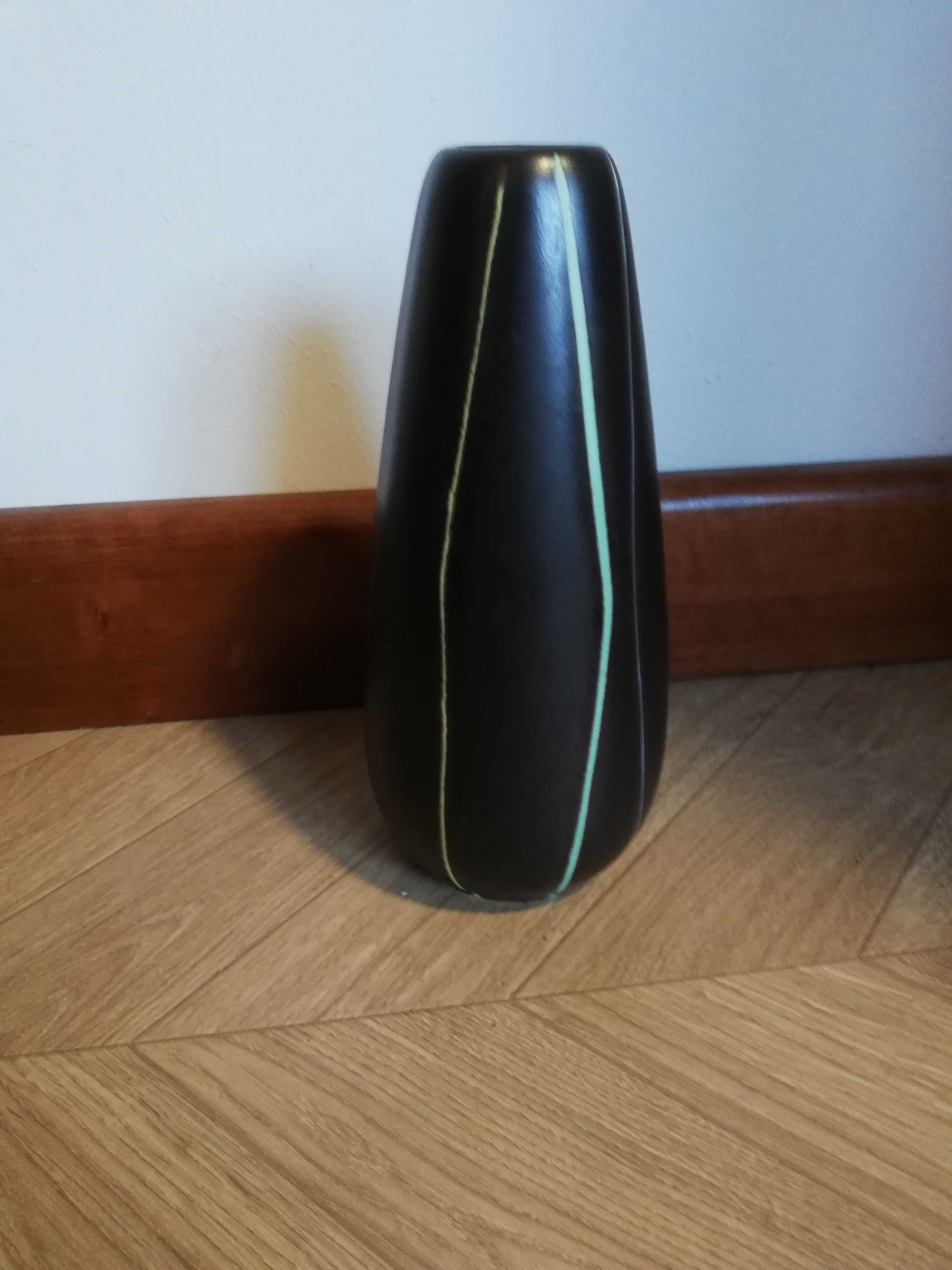 Wazon ceramiczny pasiak czarny lata 50/60 Pisa