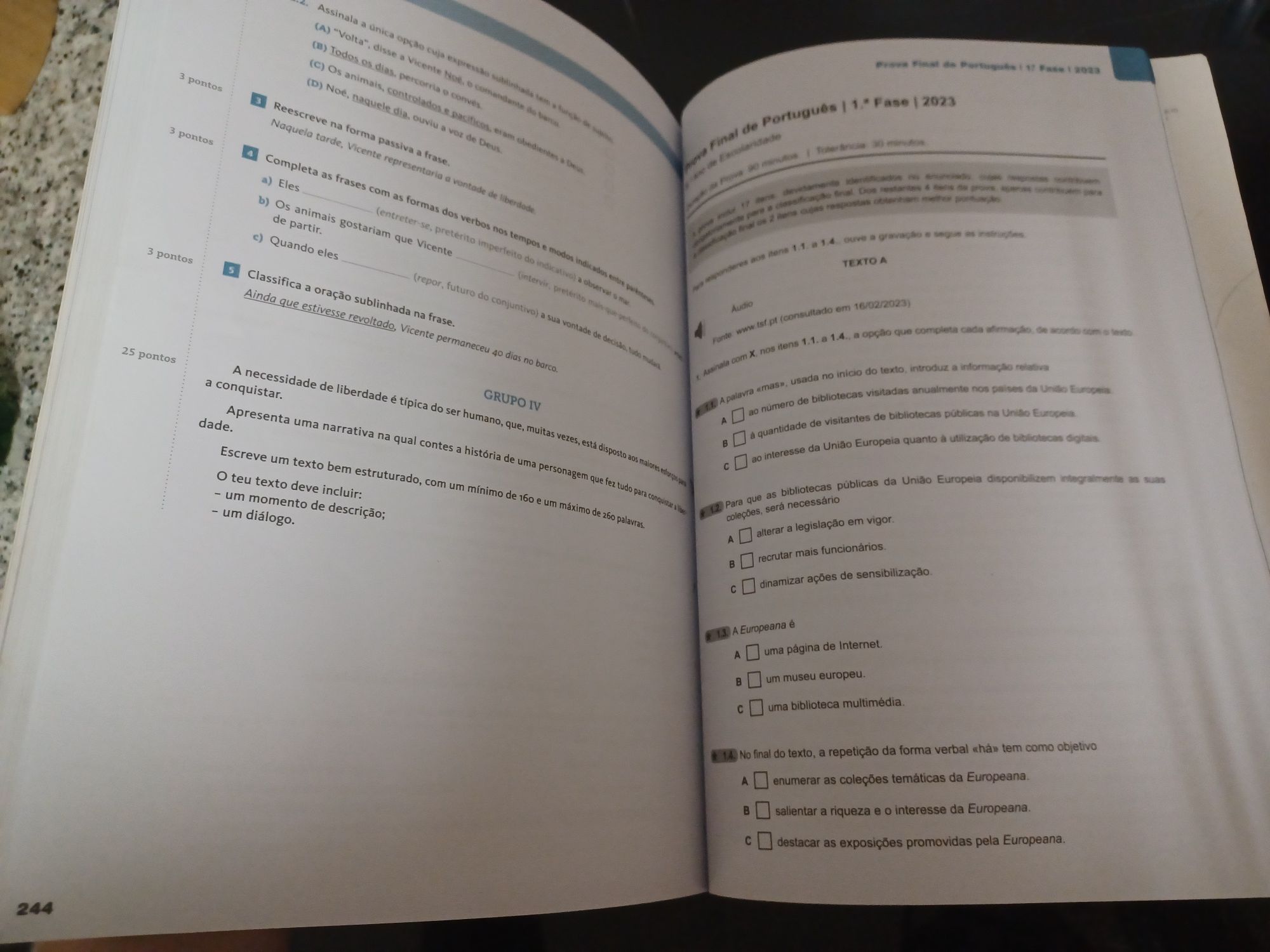 Livro de preparação para exame de Português - 9 Ano