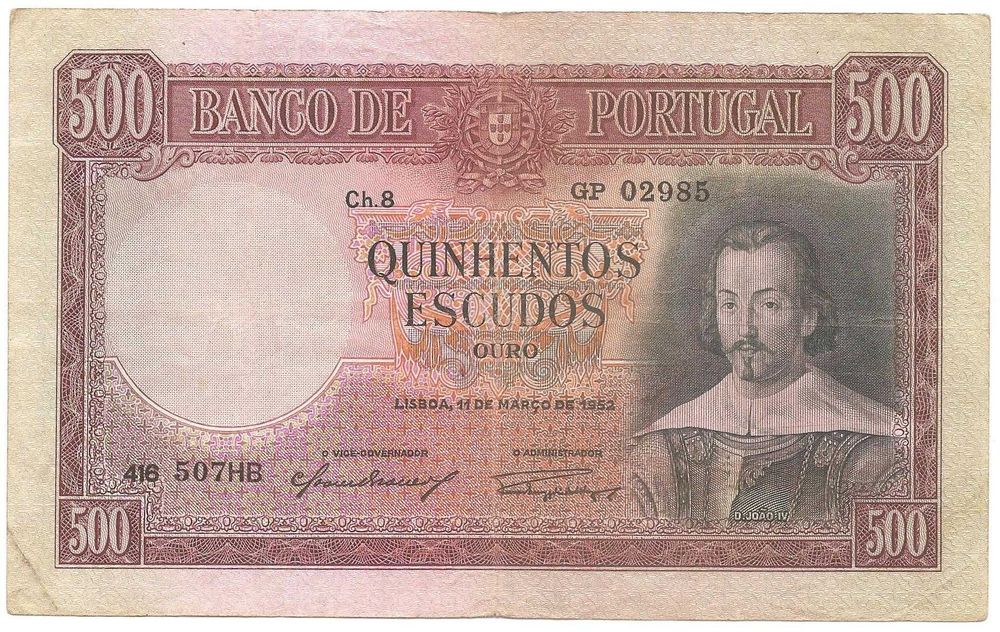500$00 Nota de 1952 D.Joao IV