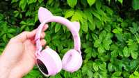 Наушники W27 Cat ear беспроводные блютуз наушники с ушками Pink ХИТ