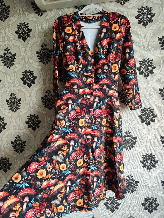 Sukienka grzyby xl jesień jesieniara ciepła