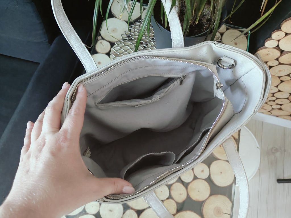 Reserved szara torebka shopper duża A4 elegancka pojemna pasek eko skó