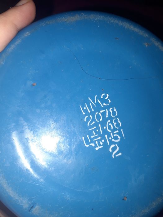 Винтажный эмалированный бидон для молока синего цвета СССР бидончик