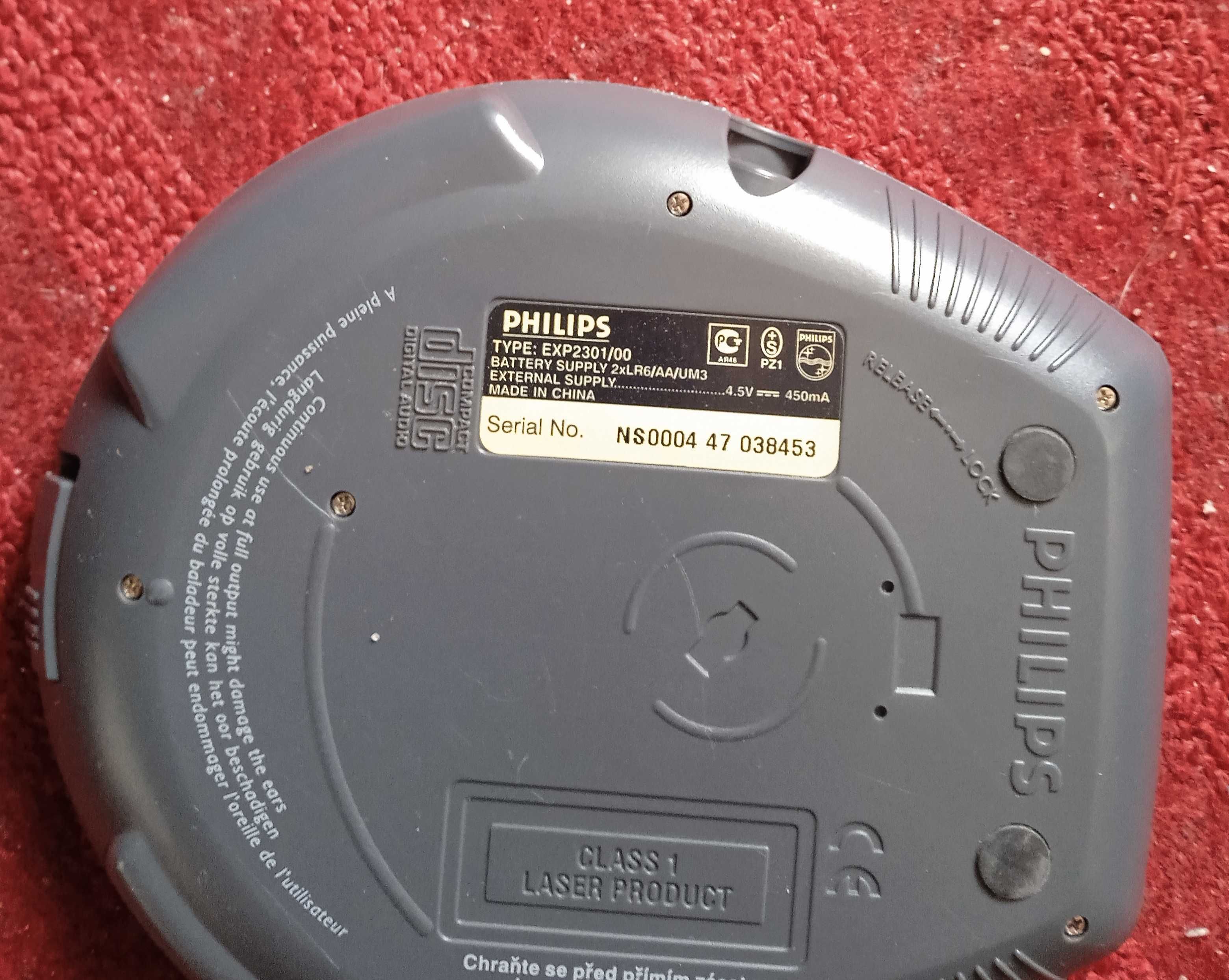 PHILLIPS Discman Odtwarzacz płyt kompaktowych MP3 CD + zasilacz
