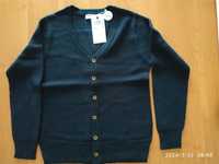 Granatowy sweter chłopięcy rozpinany z dekoltem w serek - rozmiar 158