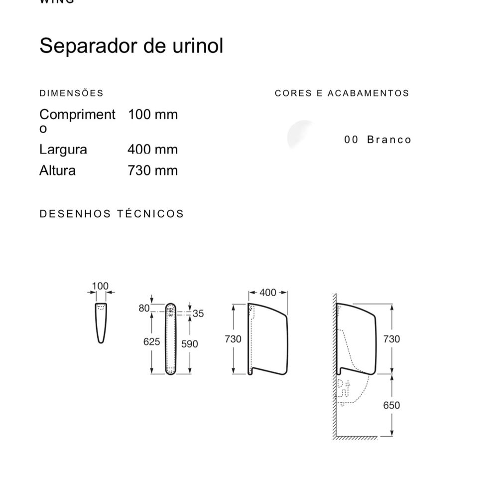 Separador do Urinol ROCA wing (NOVO)