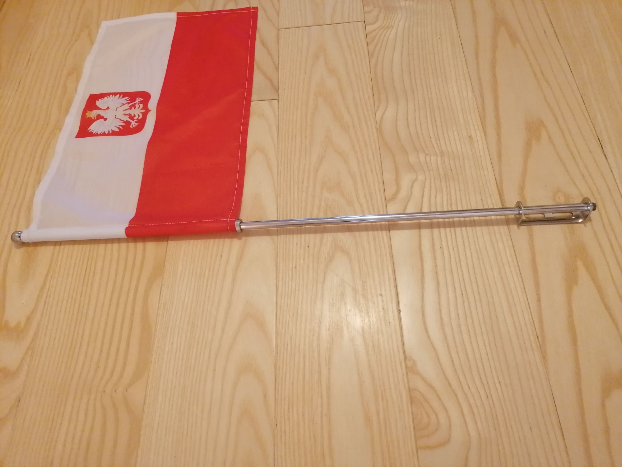 Maszt Długi Chrom z flaga Polski Chopper Cruiser Trike Metal Jakość