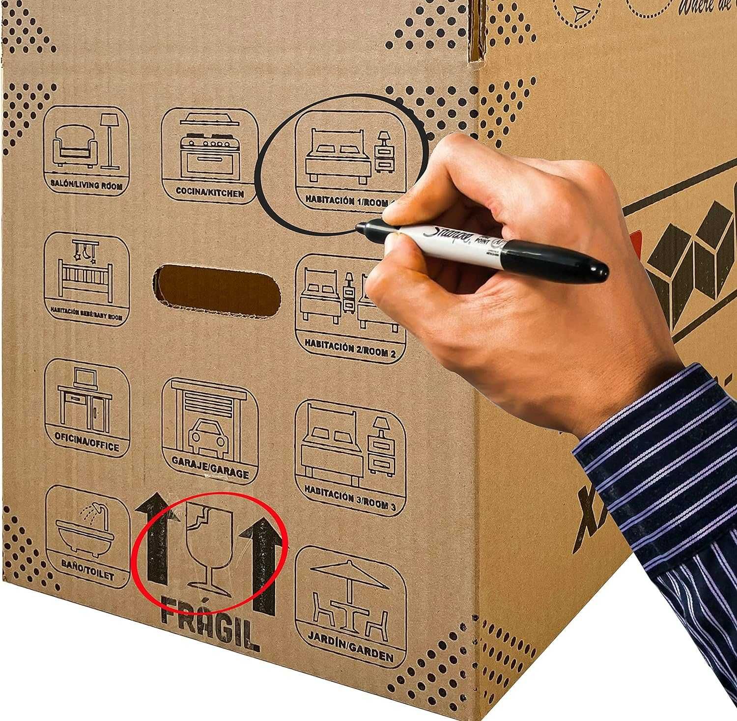 20 caixas para mudanças armazenamento 50x30x30cm pegas/identificação