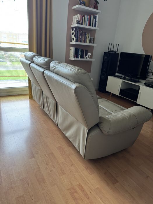 Sofa z funkcją relaks 3-osobowa kanapa beżowa relax