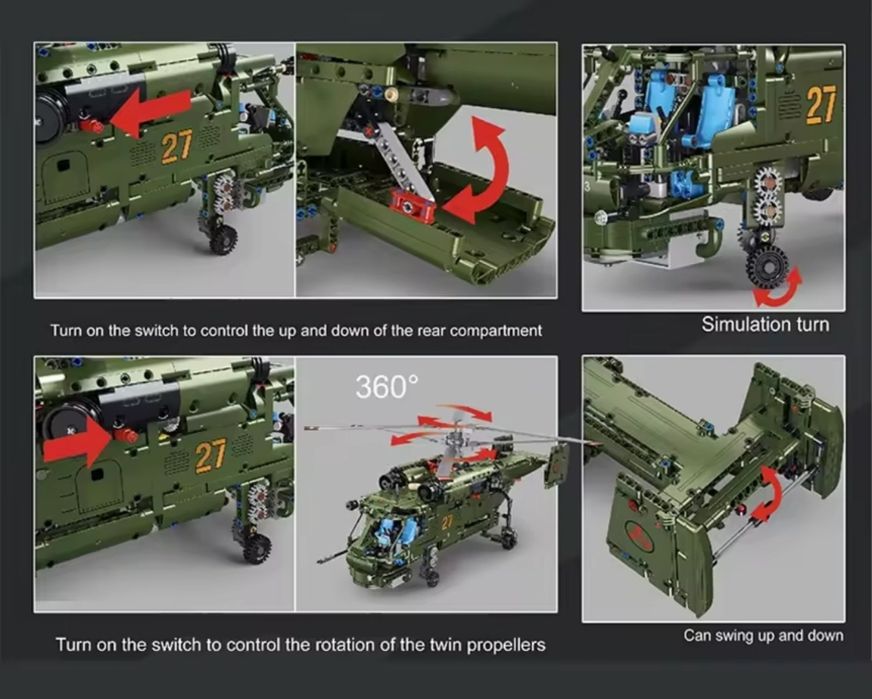 Конструктор LEGO  КА 27 большой вертолёт 1800 блоков Лего