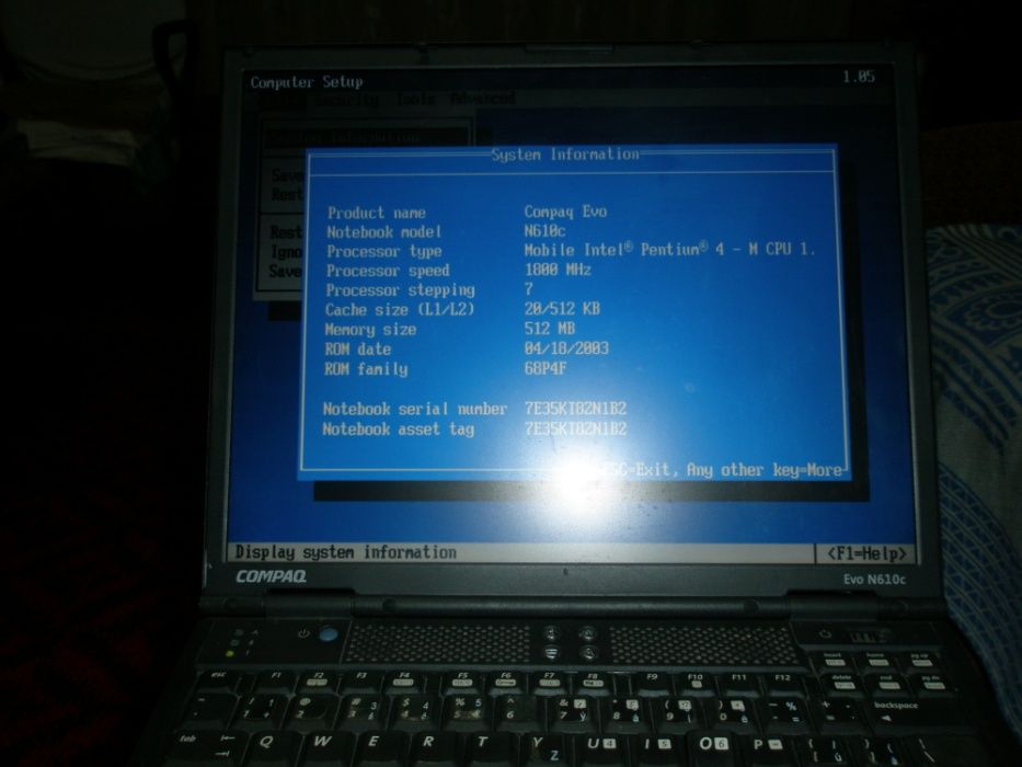 Продам ноутбук Compag Evo610c