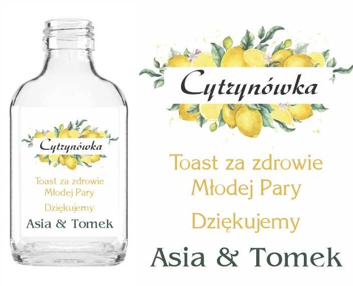 Butelka 100ml setka na nalewkę eliksir cytrynowy ŚLUB WESELE 100 sztuk