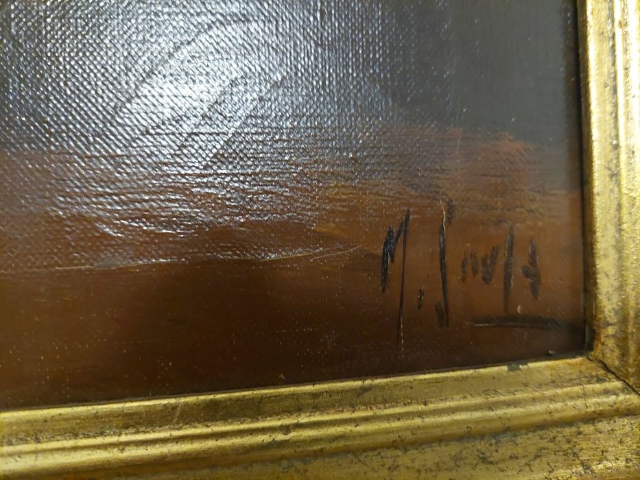 Lindo quadro a óleo flores com moldura m sousa pintura