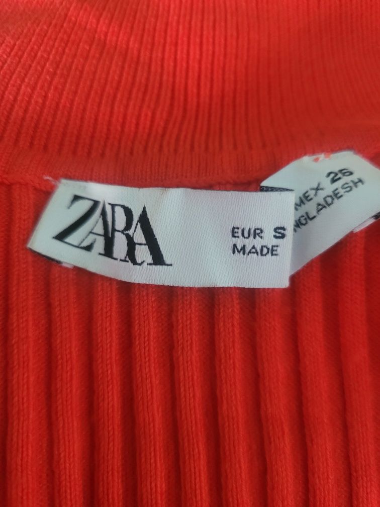 Sweter golf Zara Prążkowany czerwony