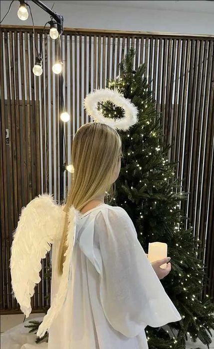 Німб та крила янгола  білі з пір' 45х32см  (нове)