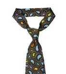 Włoski krawat Jedwabny Paisley 3 Fold nowy