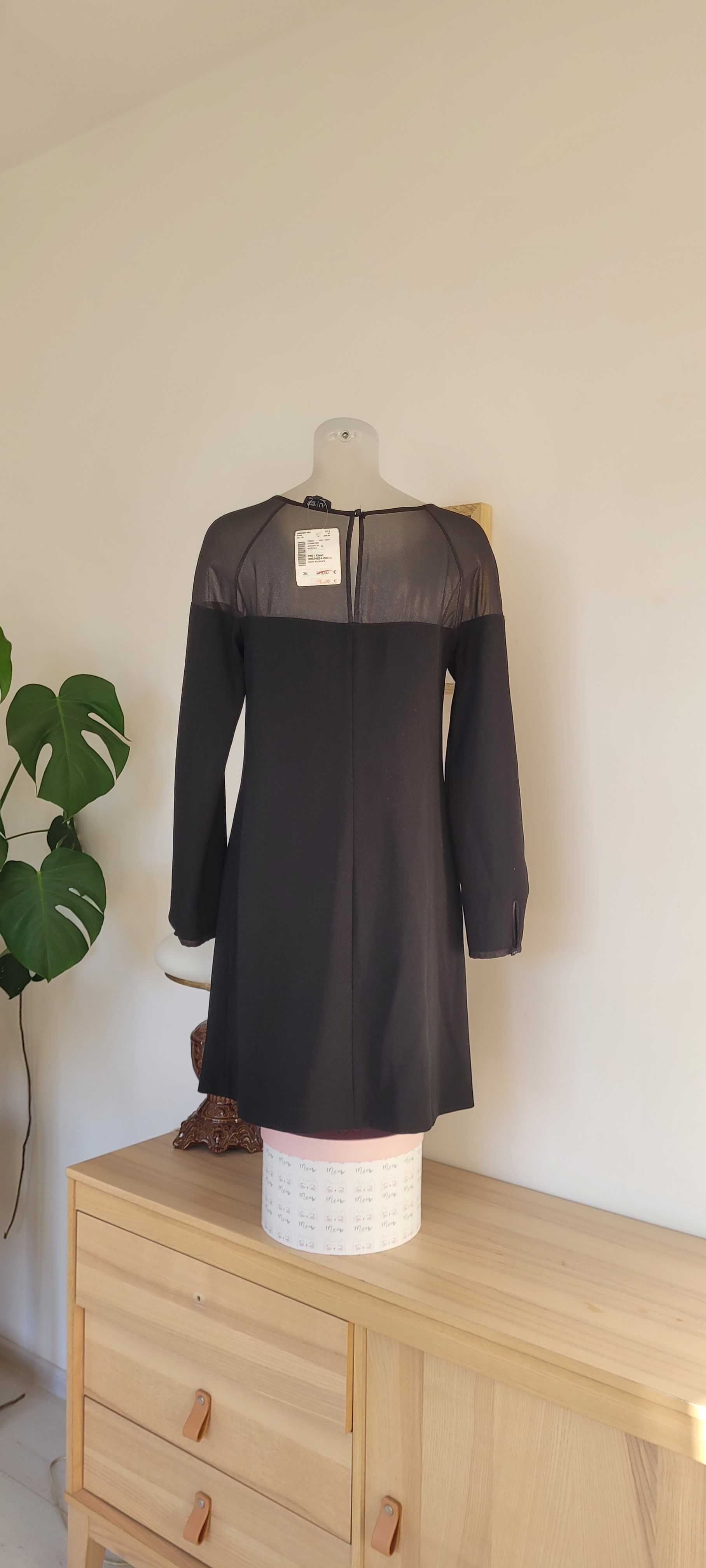 Czarna sukienka wizytowa poszewka szyfon Armani Jeans, roz 36