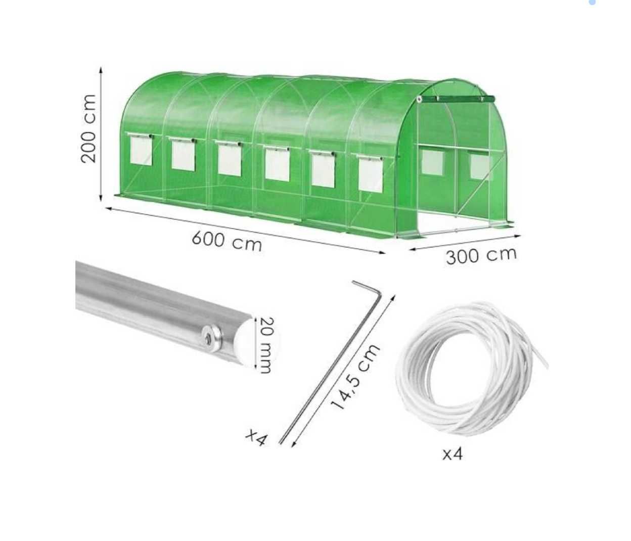 Tunel Foliowy 6x3x2m Zbrojony Wzmocniona Konstrukcja