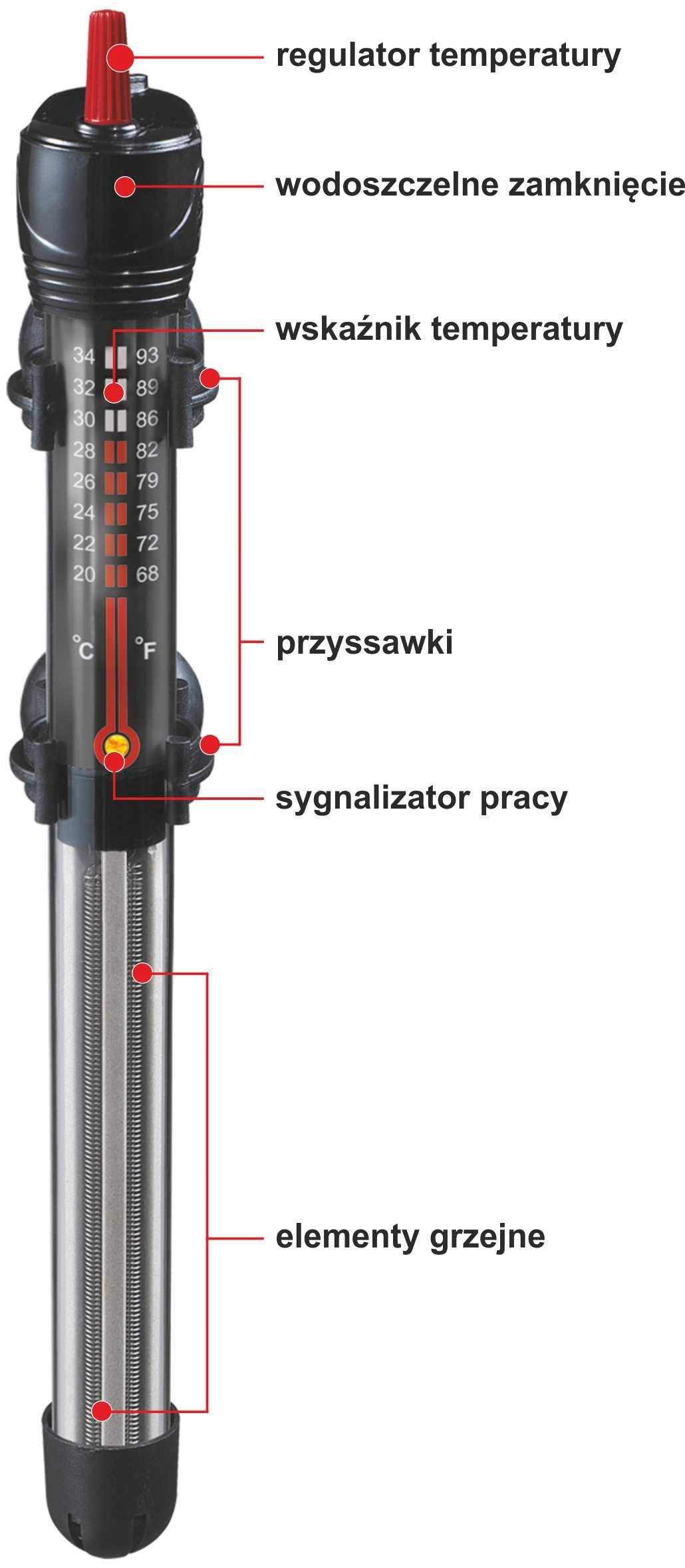 Grzałka do akwarium 200-300L o mocy 300W z termostatem