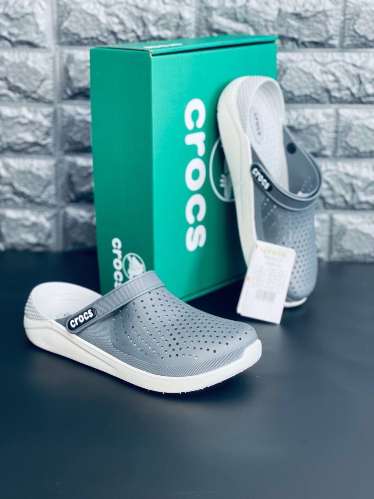 Сабо мужские серые crocs уличные шлепанцы кроксы пляжные
