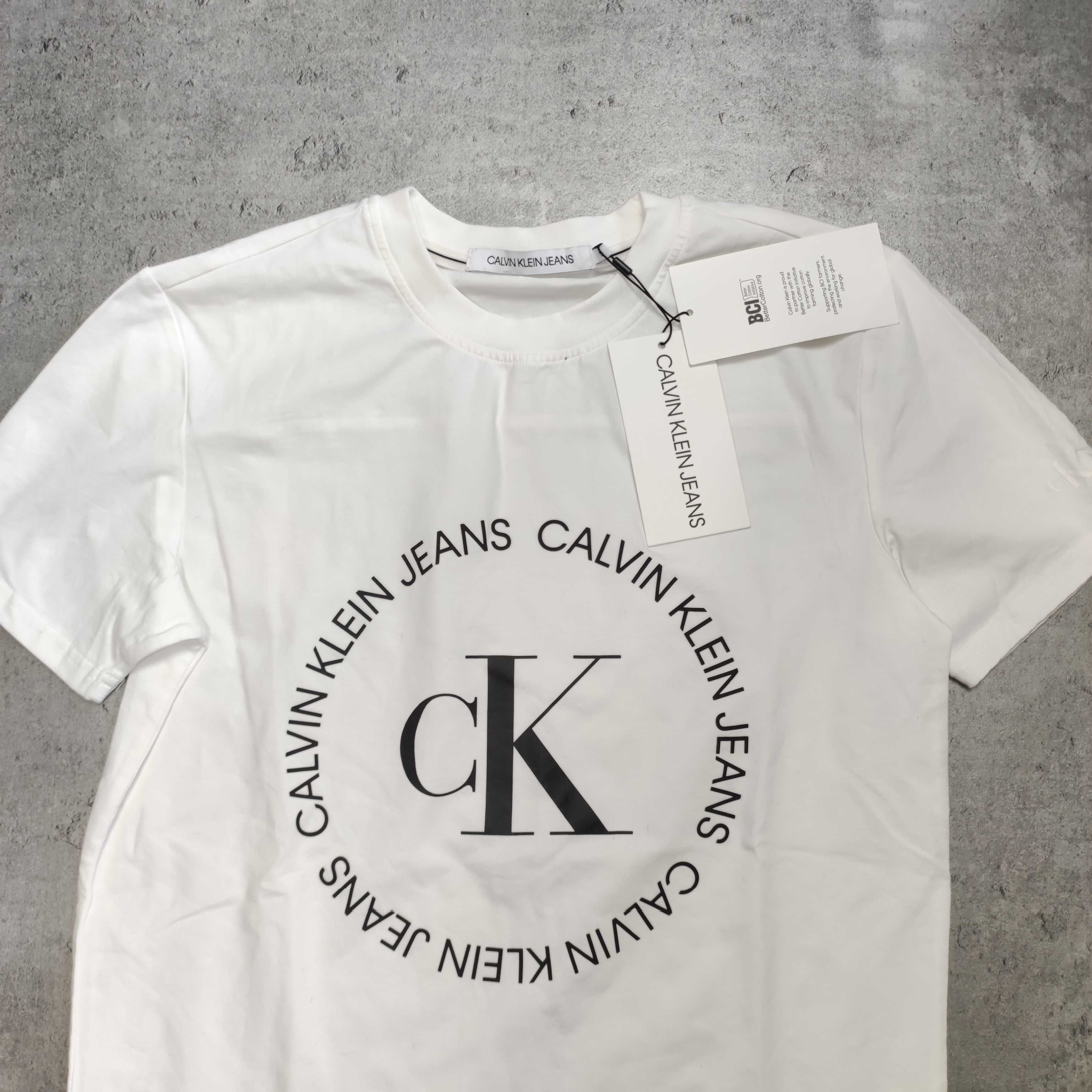 MĘSKA Koszulka Elegancka NOWA CK Duże Logo Calvin Klein Jeans Metki