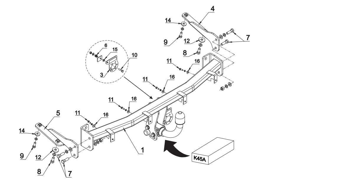 WYPINANY HAK HOLOWNICZY + Moduł 7 pin dla VW Caddy 2004 - 2020