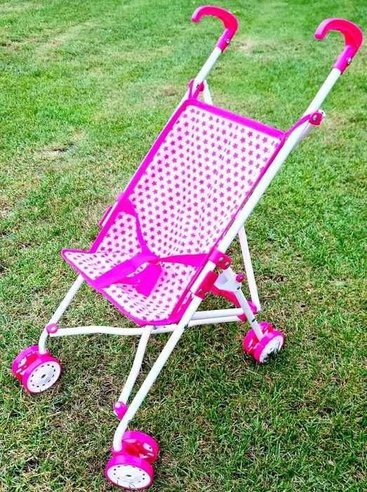 Różowy składany wózek w gwizdki dla lalki _ zabawka nowa