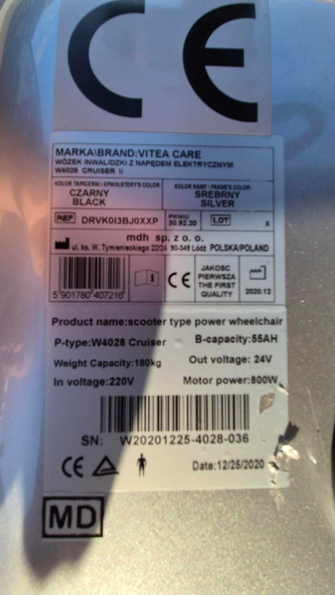 Wózek inwalidzki z napędem elektrycznym VITEA CARE Cruiser II (W4028)