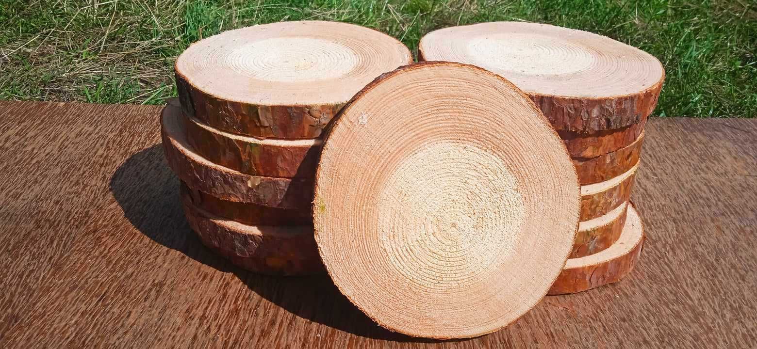 Podstawki drewniane, 10 sztuk, 15-20 cm, Plastry drewna, Krążki