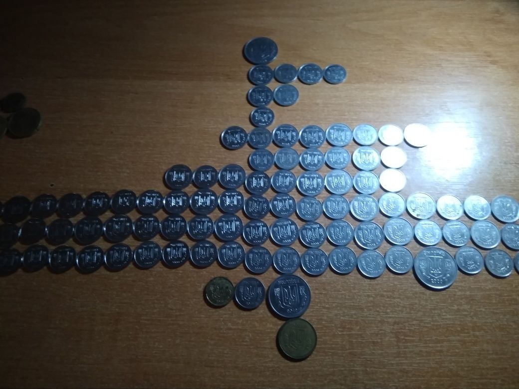 монети Україна, номинал 1 коп, 2 коп, 1992 - 2014 роки