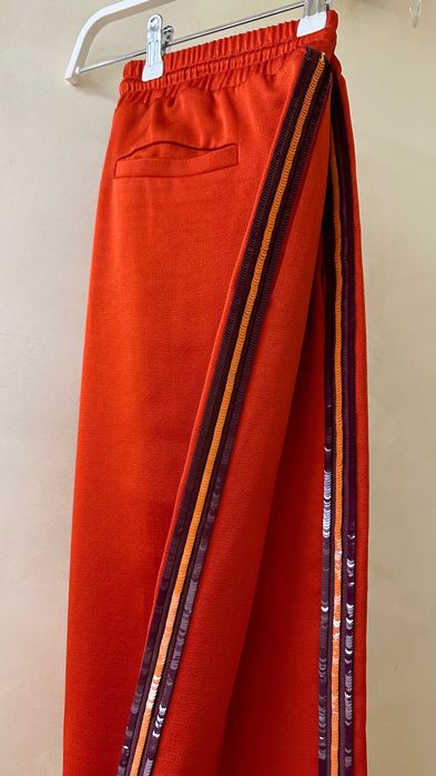 Брюки на резинці спортивний стиль яскраві шовкові оранжевые шелковые S
