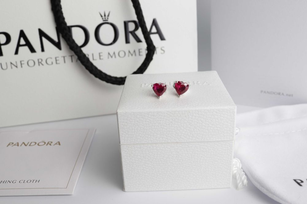 Pandora сережки пусети серце
