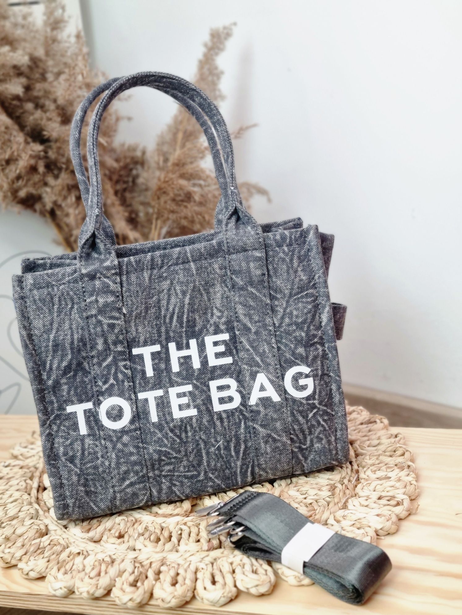 Torebka do reki i na ramię dekatyzowana napis the tote bag  nowa