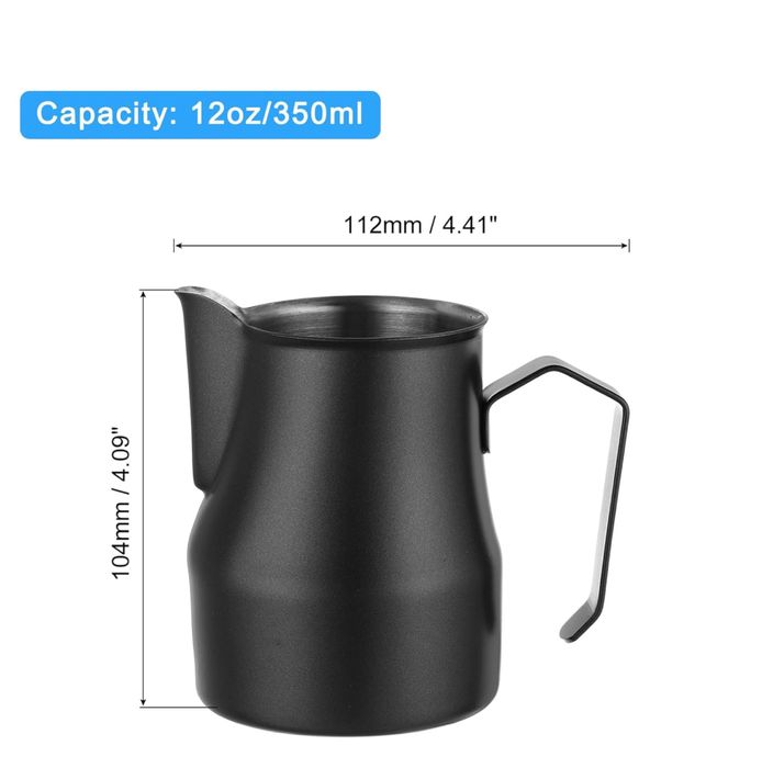 Uxcell Dzbanek do spieniania mleka czarny, 350ml