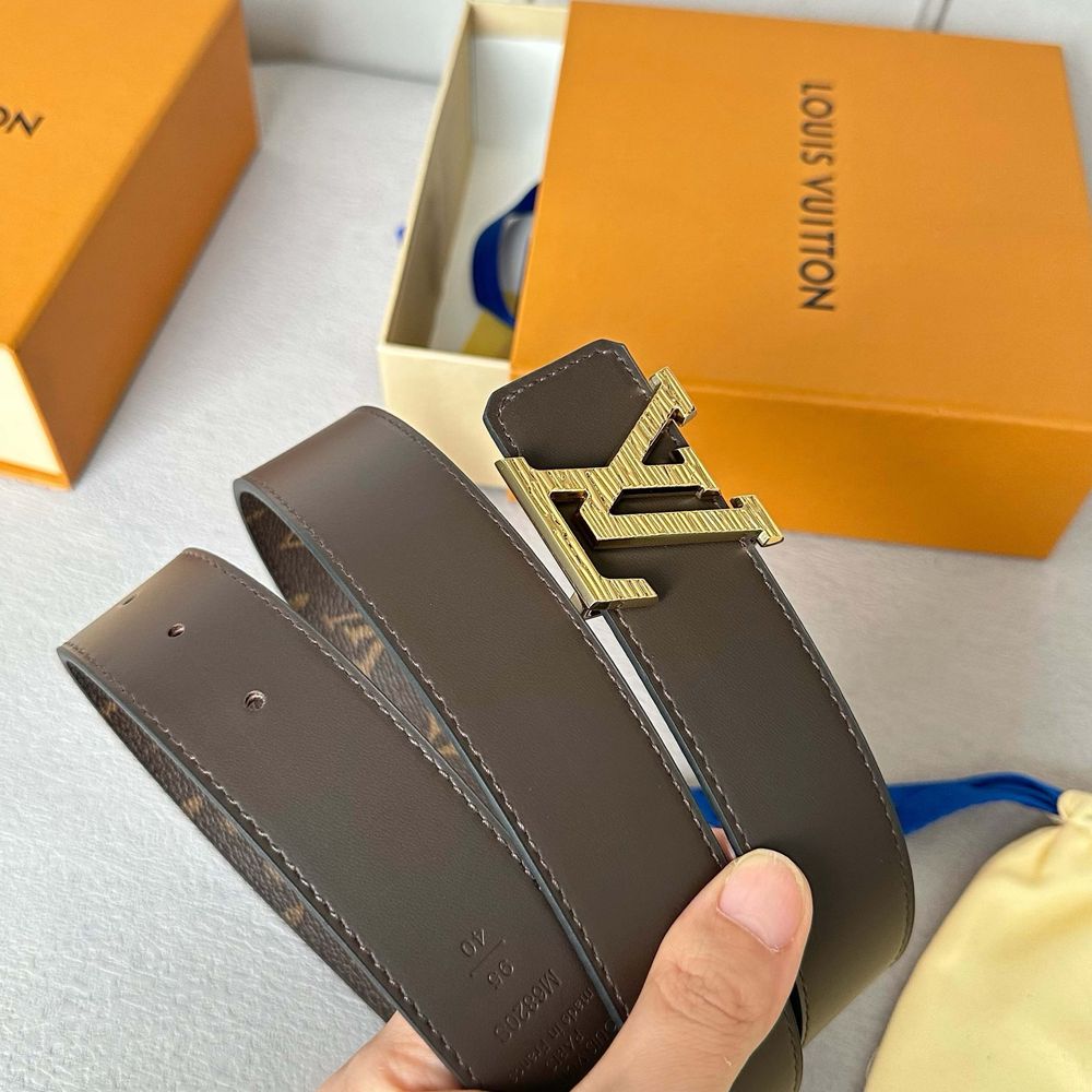 Пояс мужской Louis Vuitton ремень кожаный оригинал черный коричневый