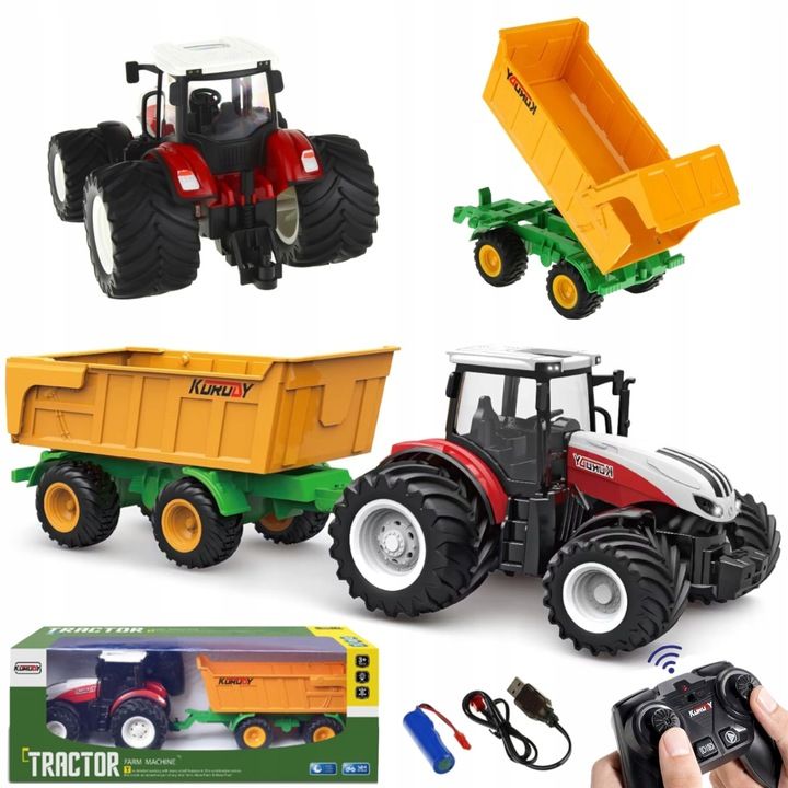 Duży Traktor Zdalnie Sterowany Ciągnik Z Przyczepą Rc Pilot