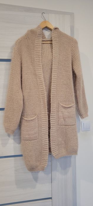 Kardigan sweter damski narzutka beżowy