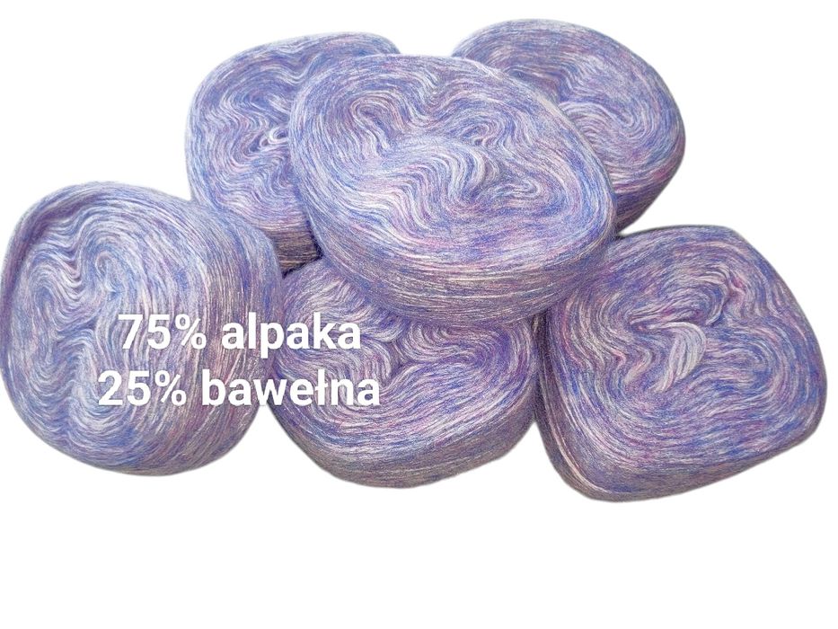 Włóczka przędza wełna alpaka 75%, bawełna 25% pakiet 300 g