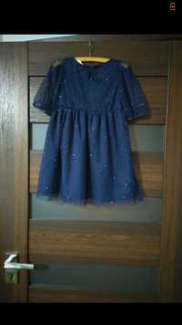 Granatowa  błyszcząca sukienka r 104