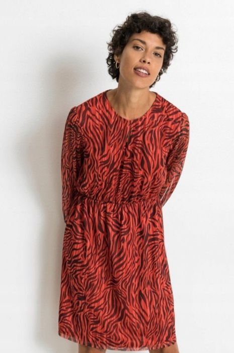 Wyprzedaż sukienka 48 50 siateczka wesele komunia elegancka zebra