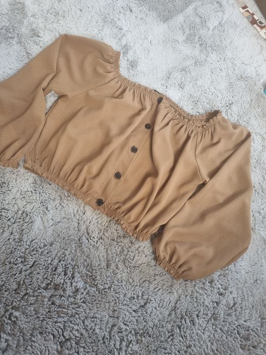 Brązowa bluzka bufiaste rekawy rozmiar S New Collection