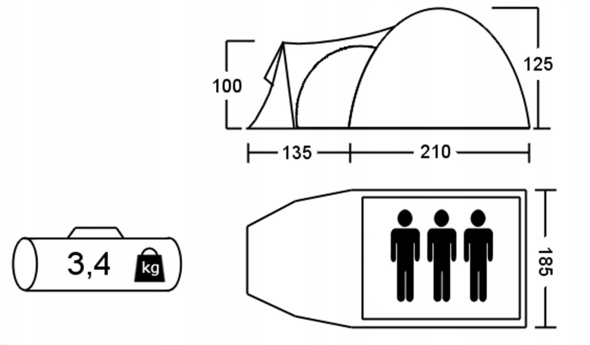 NAJLEPSZY Namiot Turystyczny dla 3 osób GRATIS Podłoga 3500MM