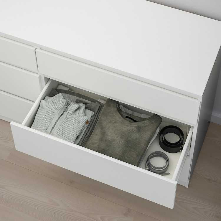 KULLEN Komoda, 6 szuflad, biały, 140x72 Malm  Nowa w kartonach Ikea