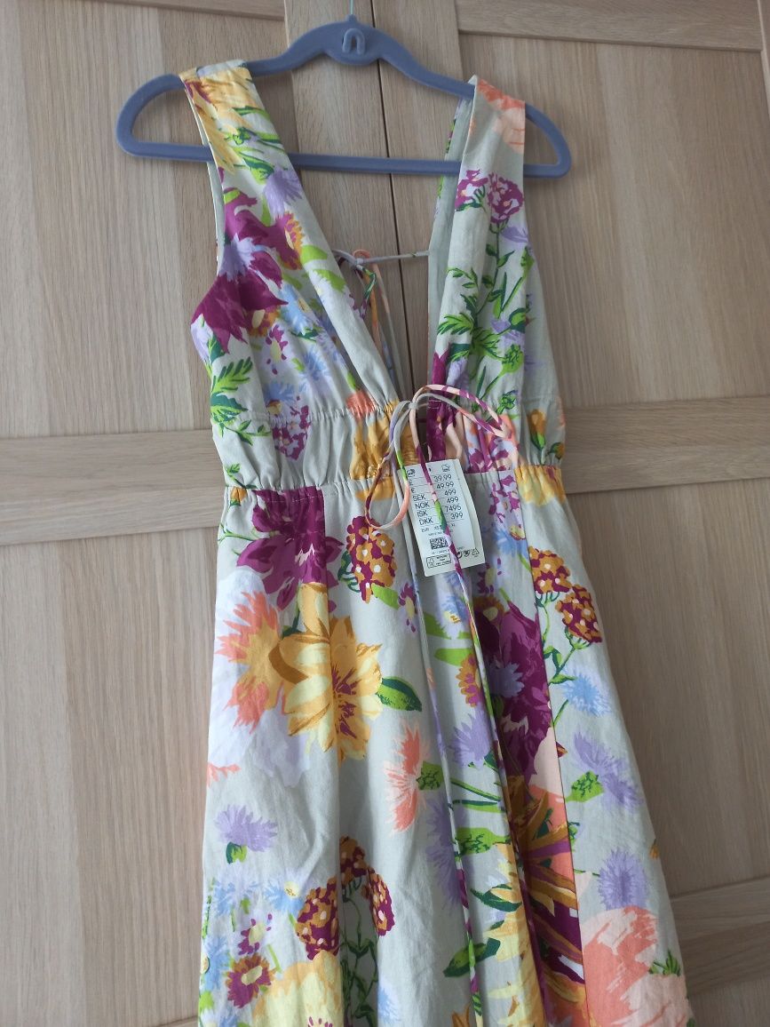 Sukienka floral print H&M roz S len