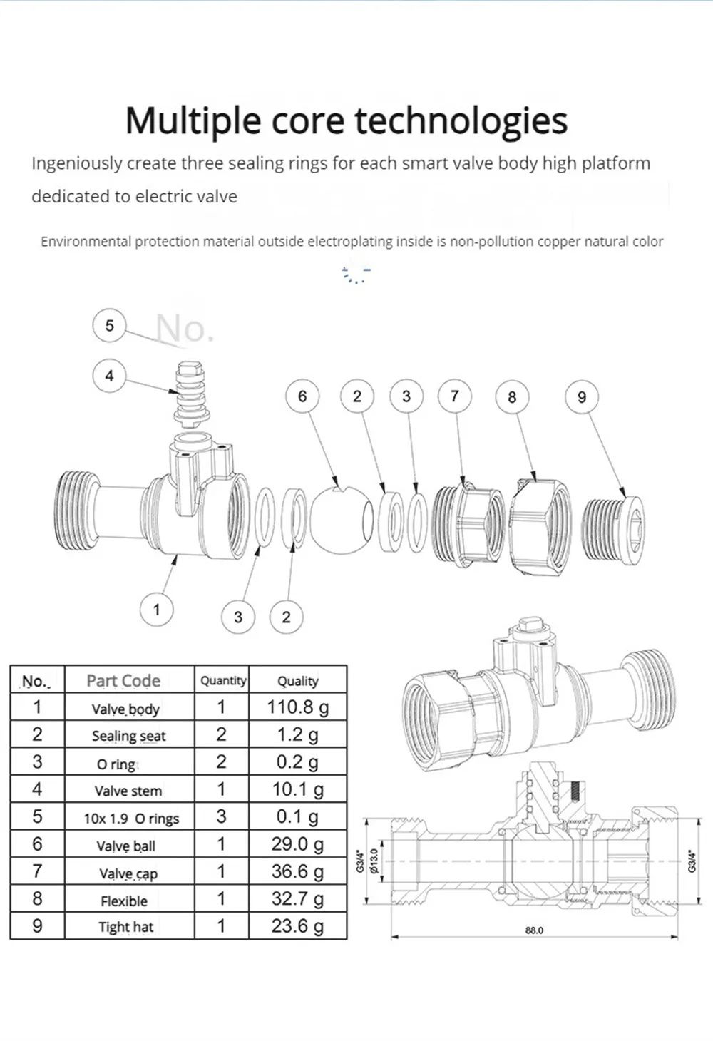 Кран шаровый с электроприводом вай-фай ewelink 1/2", 3/4"