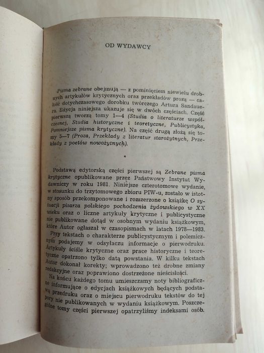 Artur Sandauer: Studia o literaturze współczesnej, Pisma zebrane t. 1