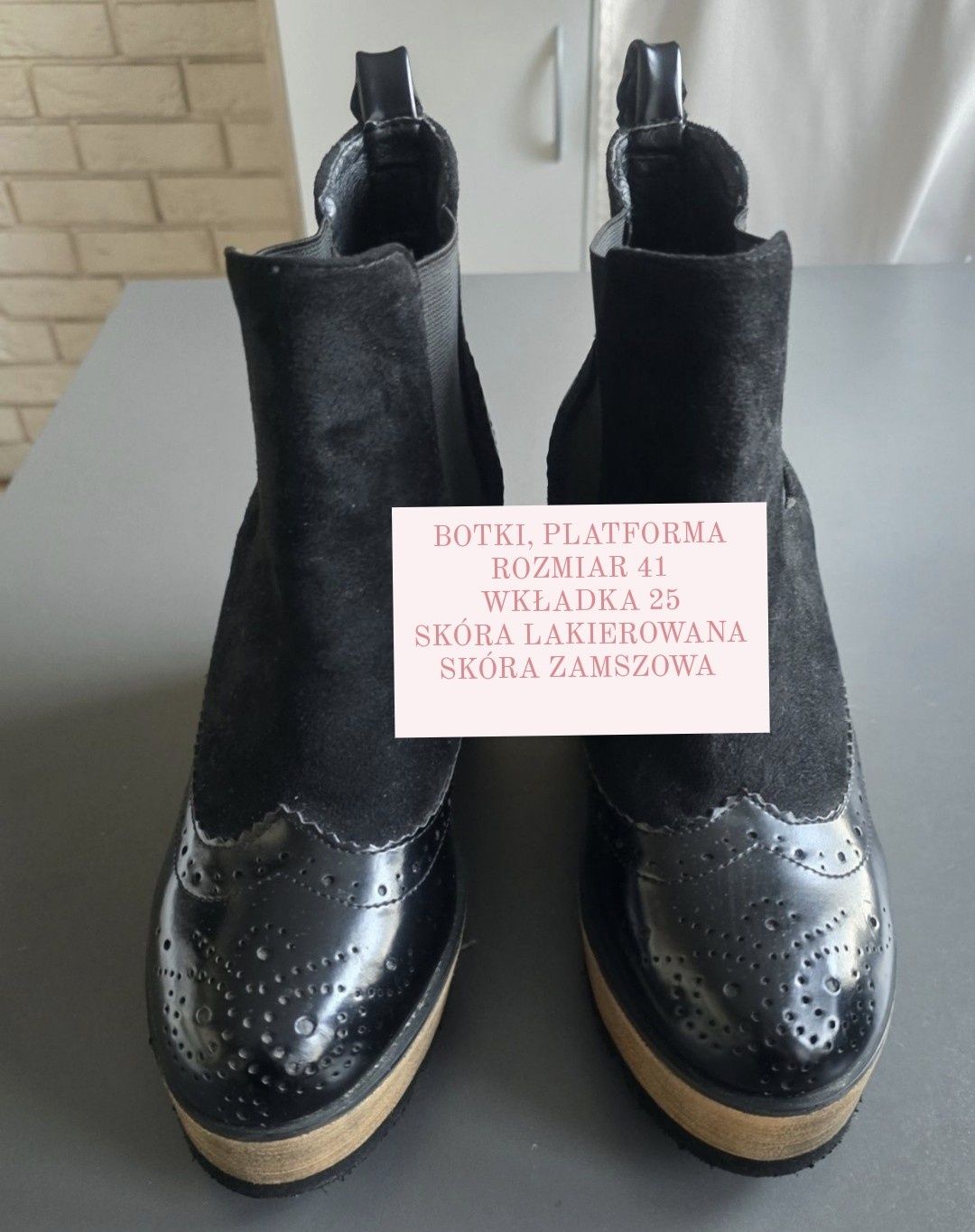Botki na koturnie rozmiar 41 wkładka 26