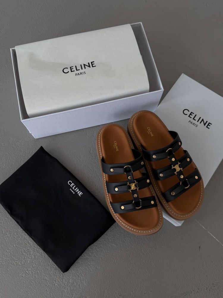 Босоножки / шльопанці CELINE Tippi Leather Slide Sandals Black